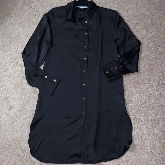 ZARA Satin Effect Button Down‎ Dress - Blouse - Picture 11 of 13